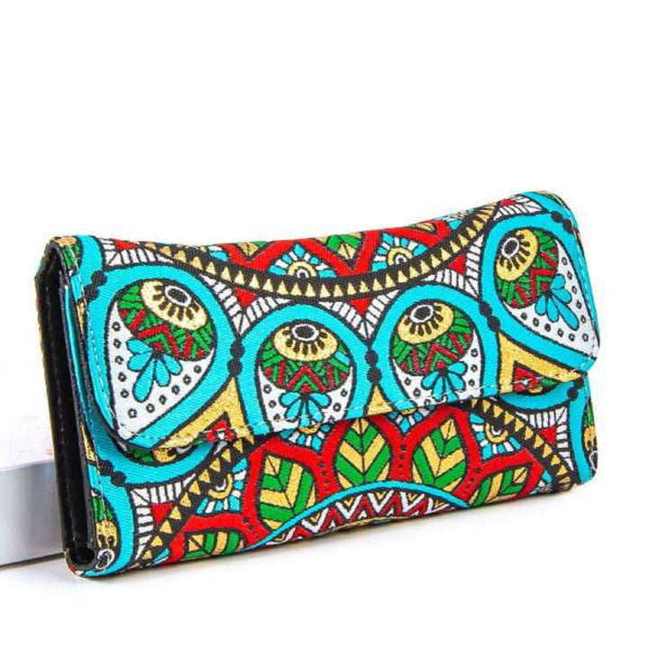 Boho Wallet with Carpet Pattern|Woven Folded Wallet|Women's Hanmade Wallet|Clutch Purse with Vegan Leather|Woven Rug Design Wallet For Women