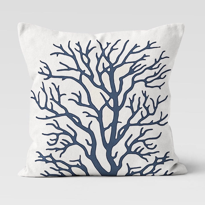 Beach House Pillow Case|Navy Marine Pillow Cover|Nautical Blue Gray Cushion|Seaweed Throw Pillow|Octopus Crab Home Decor|Porch Pillow Case