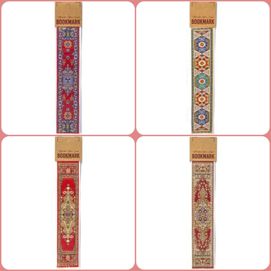 Set of 4 Traditional Rug Design Woven Bookmark|Carpet Bookmark|Authentic Turkish Carpet Pattern Bookmark|Gift For Bookwoorms|Book Lover Gift