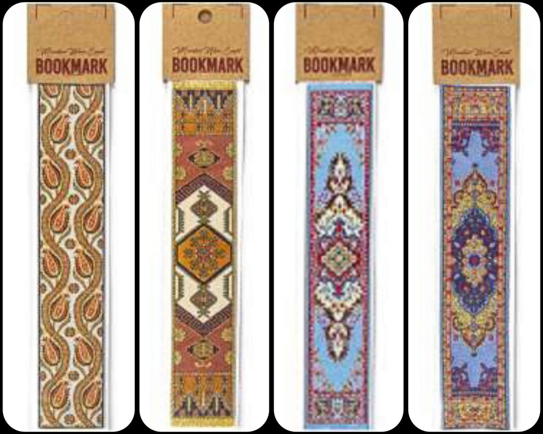 Set of 4 Woven Carpet Bookmark|Authentic Turkish Carpet Design Woven Bookmark|Traditional Rug Design Bookmark|Gift For Bookwoorm, Book Lover