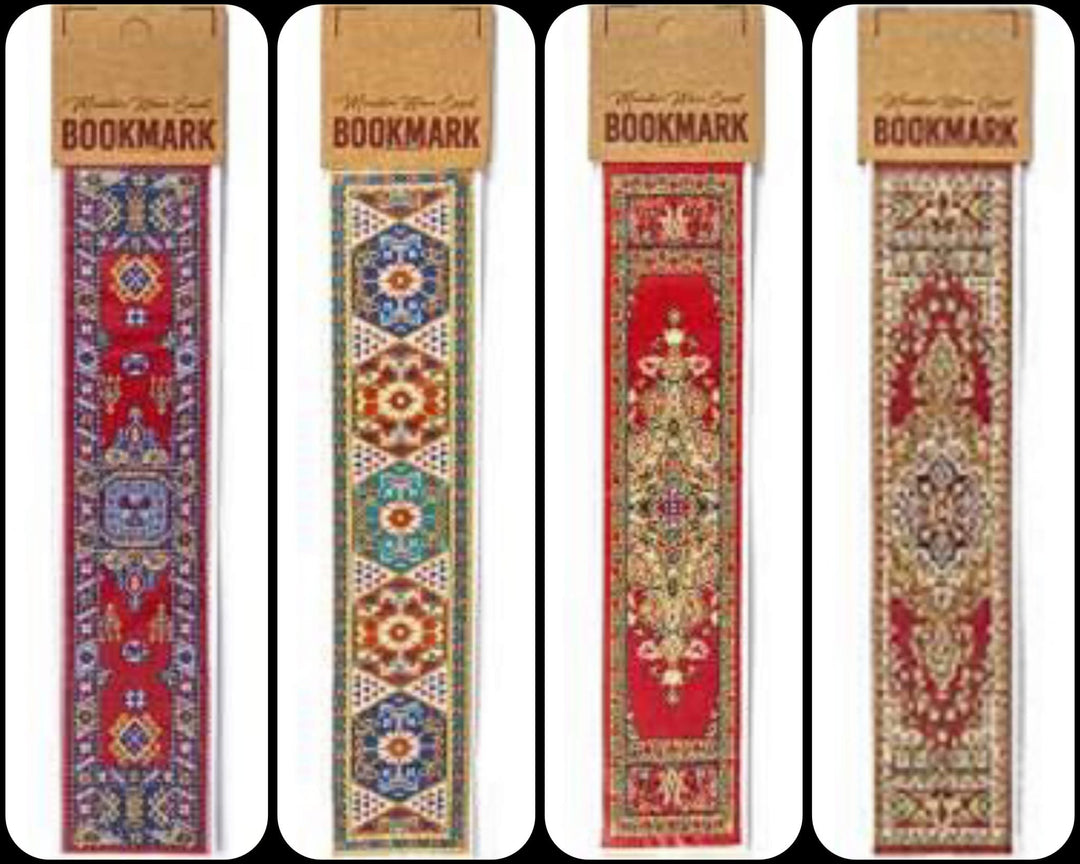 Set of 4 Traditional Rug Design Woven Bookmark|Carpet Bookmark|Authentic Turkish Carpet Pattern Bookmark|Gift For Bookwoorms|Book Lover Gift