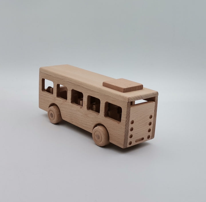 Wooden School Bus Toy|Montessori Natural Toy Gift For Kids|Toddler Push Toys|Waldorf Toys|Baby Shower Gift|Birthday Gift Toy For Toddlers