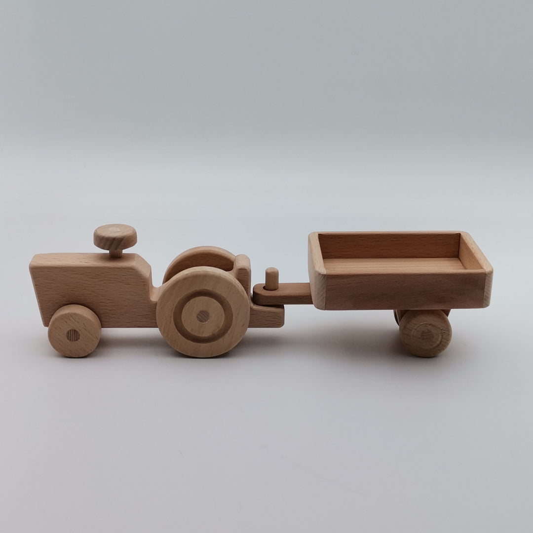 Wooden Farm Vehicle Set|Tractor Toy with Trailer|Toy For Toddlers|Push Toys|Natural Toy Gift For Kid|Waldorf Toys|Baby Shower Birthday Gift