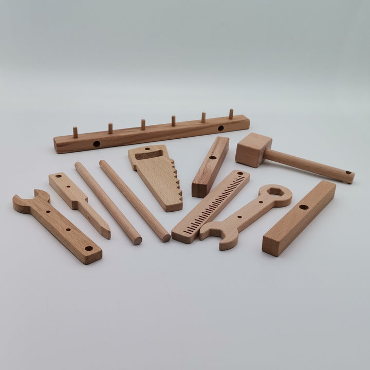 Wooden Tool Set For Kids|Repair, Craft Kit For Kids|Gift For Boy|Natural Toy For Toddlers|Waldorf, Montessori Toys|Baby Shower Birthday Gift