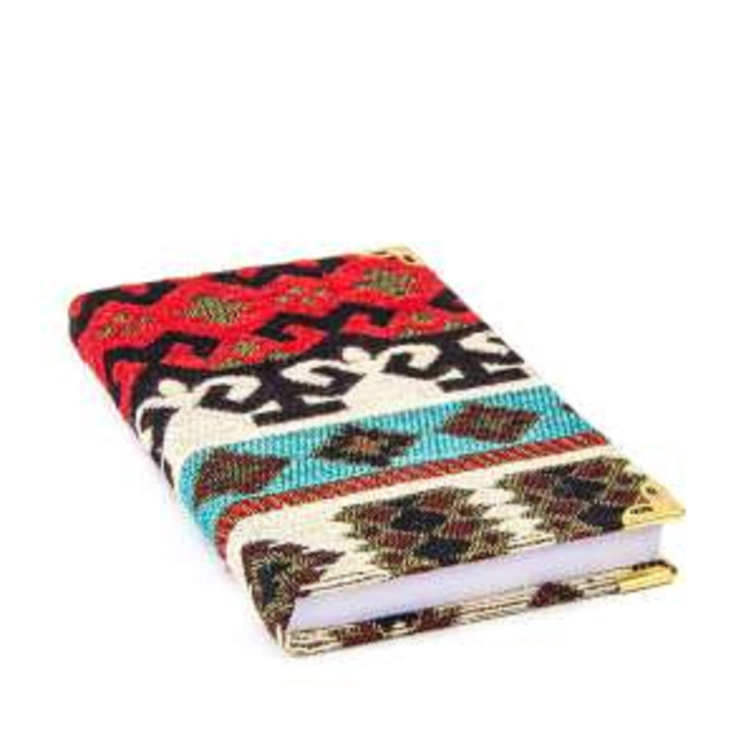 Authentic Carpet Design Woven Notebook|Fabric Journal in Turkish Carpet Style|Handy Notebook|Handmade Diary Notebook|Lined Traveler Notebook