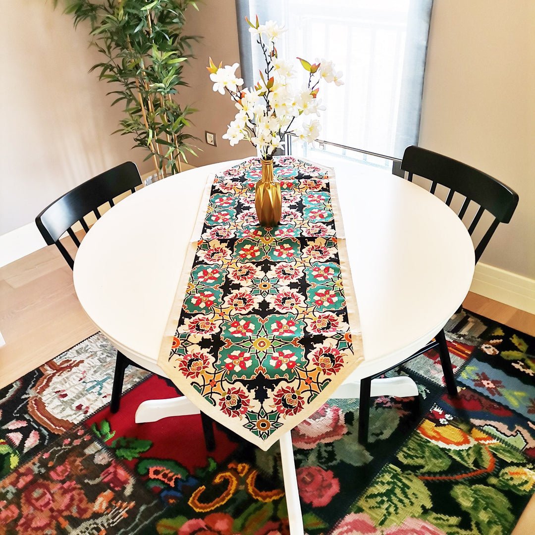 Tile Pattern Woven Tapestry Table Runner