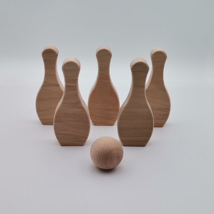 Wooden Bowling Set For Kids|Natural Wood Toy For Toddlers|Waldorf, Montessori Toy|Preschool Toy|Daycare Toy|Pretend Play|Kids Birthday Gift