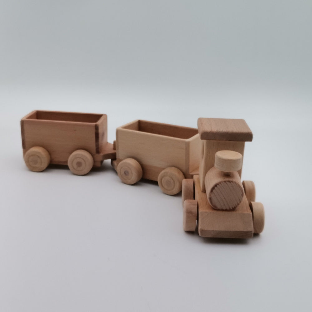 Wooden Toy Train Set with Trailer|Locomotive Train Toy|Toddler Push Toy|Nursery Natural Wood Toy Decor|Waldorf, Montessori Toy Gift For Kids