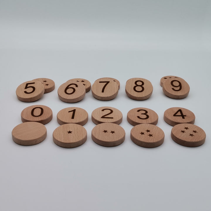 Wooden Number Discs 0-9|Learn To Counting Toy|Practice Numbers|Homeschool Educational Toy|Natural Wood Toy Gift For Kids|Waldorf Math Toy