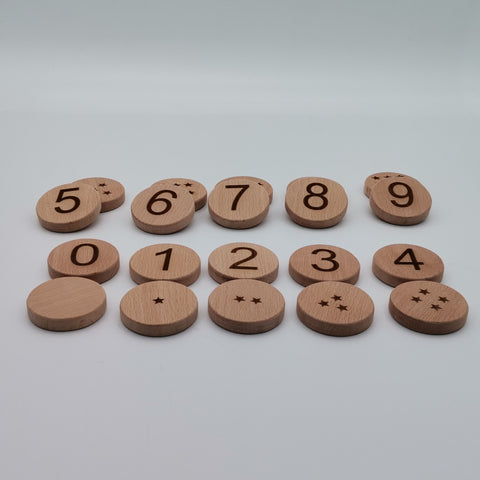 Wooden Number Discs 0-9|Learn To Counting Toy|Practice Numbers|Homeschool Educational Toy|Natural Wood Toy Gift For Kids|Waldorf Math Toy