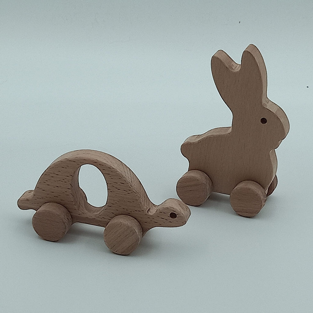 Set of 2 Organic Wood Animal Toys|Wooden Rabbit and Turtle Toy|Grasping Toy|Miniature Animals|Birthday Gift|Natural Toddler Toy Gift For Kid