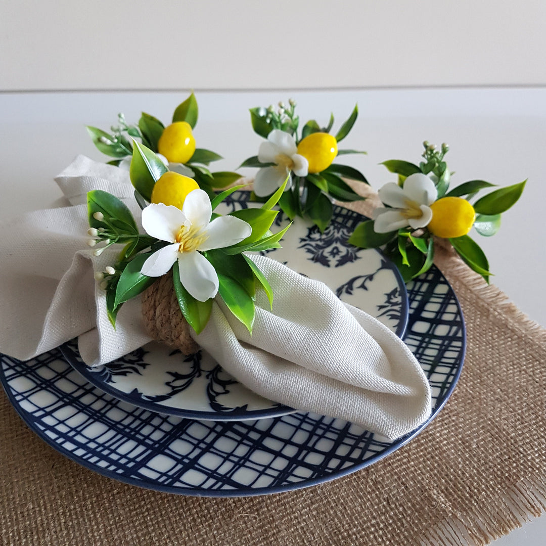 Faux Lemon Napkin Holder|Floral Lemon Napkin Ring|Farmhouse Table Decor|Summer Wedding Table decor|Table Centerpiece|Rustic Kitchen Decor