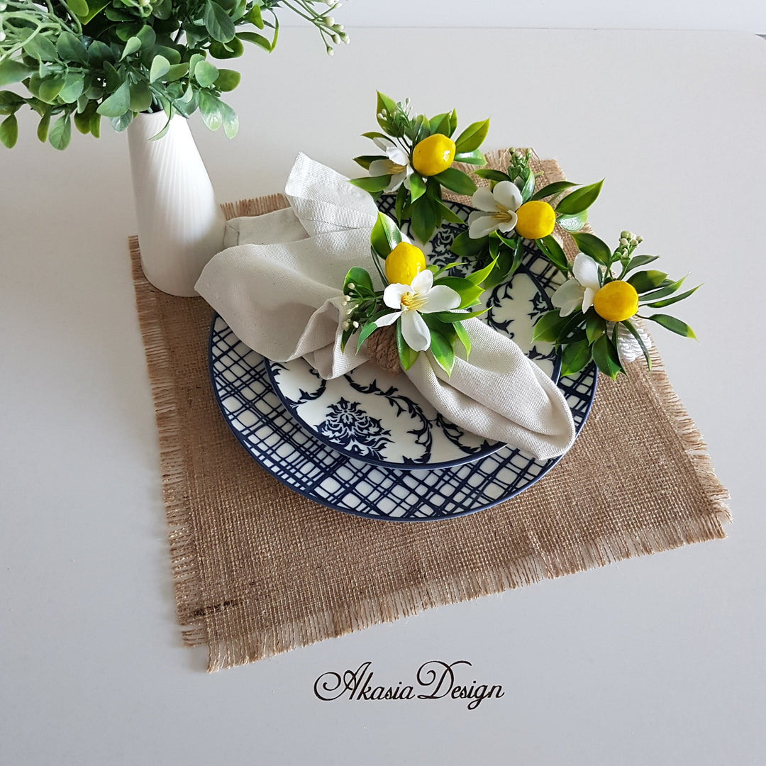 Faux Lemon Napkin Holder|Floral Lemon Napkin Ring|Farmhouse Table Decor|Summer Wedding Table decor|Table Centerpiece|Rustic Kitchen Decor