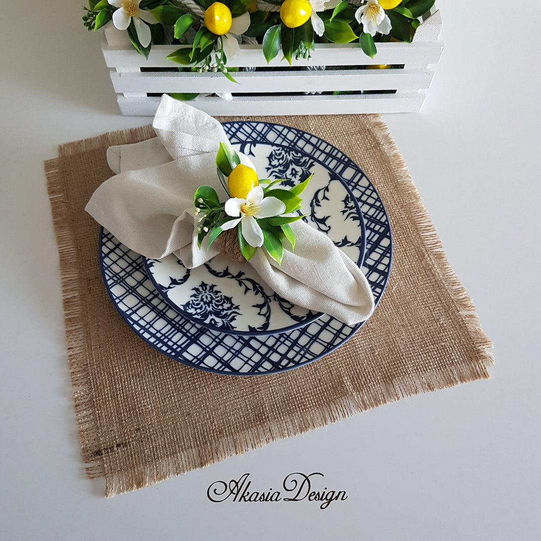 Faux Lemon Napkin Holder|Floral Lemon Napkin Ring|Farmhouse Table Decor|Summer Wedding Table decor|Table Centerpiece|Rustic Kitchen Decor