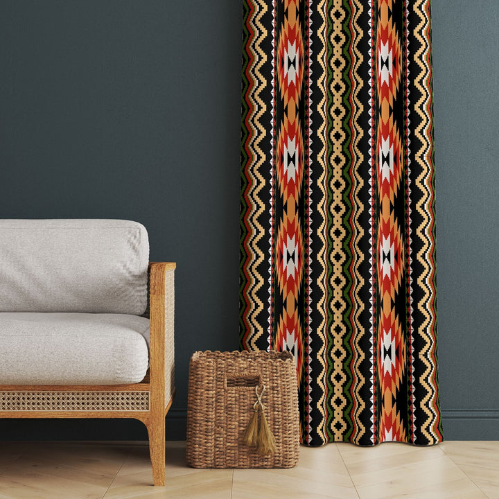 Southwestern Curtain|Thermal Insulated Rug Design Window Treatment|Geometric Home Decor|Aztec Print Ethnic Window Decor|Living Room Curtain