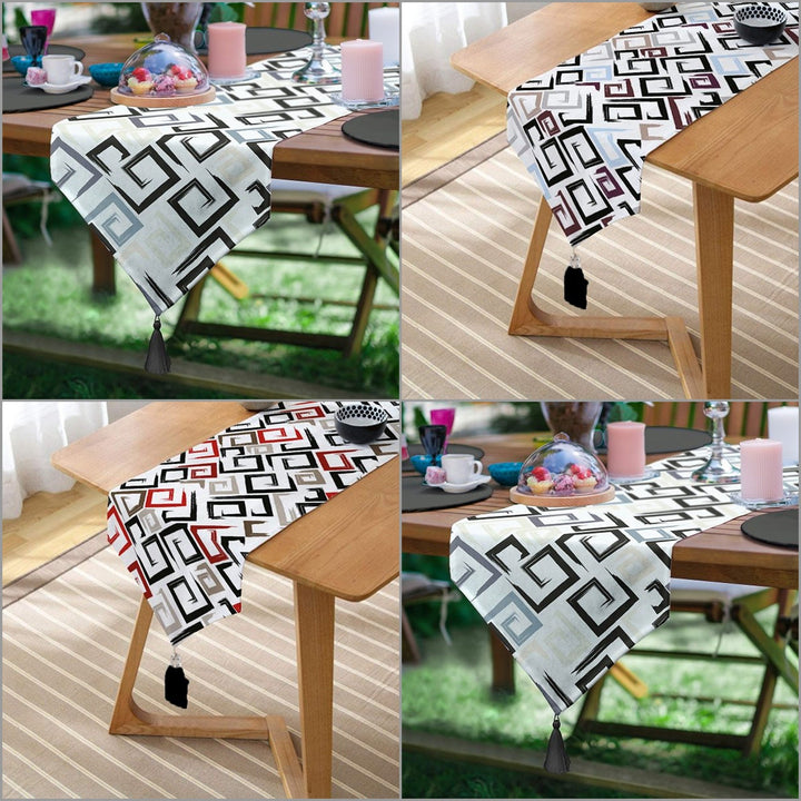 Labyrinth Table Runner|Decorative Table Runner|Abstract Geometric Pattern Triangle Runner|High Quality Table Decor|Modern Style Table Runner