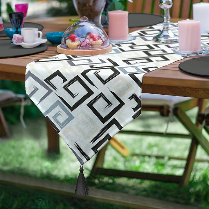 Labyrinth Table Runner|Decorative Table Runner|Abstract Geometric Pattern Triangle Runner|High Quality Table Decor|Modern Style Table Runner