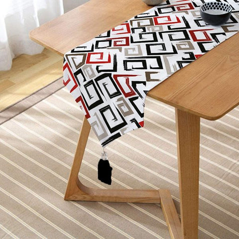 Labyrinth Table Runner|Decorative Table Runner|Abstract Geometric Pattern Triangle Runner|High Quality Table Decor|Modern Style Table Runner