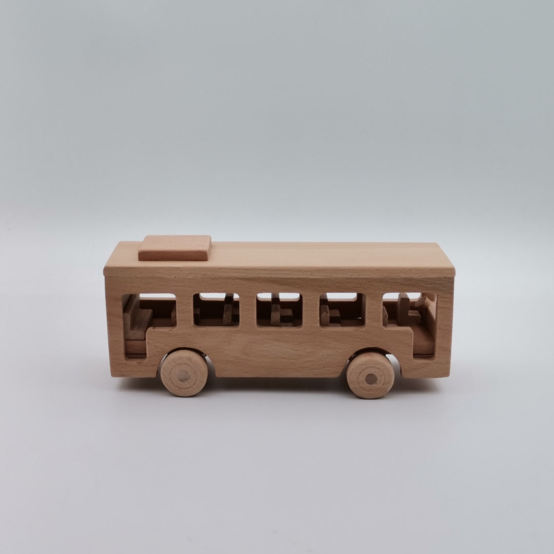 Wooden School Bus Toy|Montessori Natural Toy Gift For Kids|Toddler Push Toys|Waldorf Toys|Baby Shower Gift|Birthday Gift Toy For Toddlers