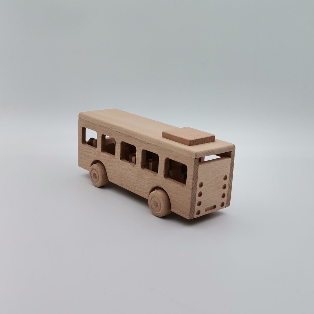 Wooden School Bus Toy|Montessori Natural Toy Gift For Kids|Toddler Push Toys|Waldorf Toys|Baby Shower Gift|Birthday Gift Toy For Toddlers