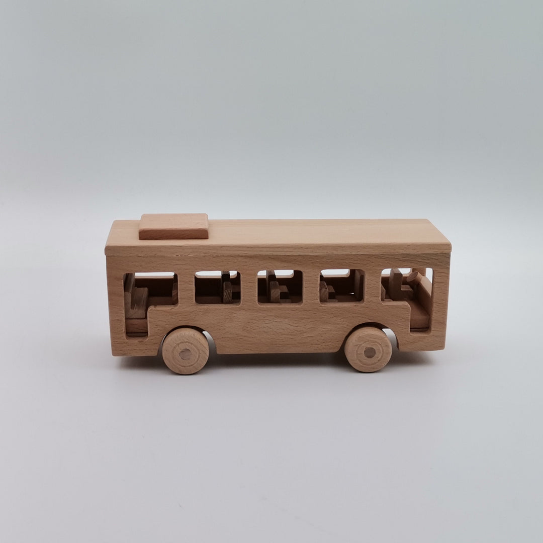 Wooden School Bus Toy|Montessori Natural Toy Gift For Kids|Toddler Push Toys|Waldorf Toys|Baby Shower Gift|Birthday Gift Toy For Toddlers