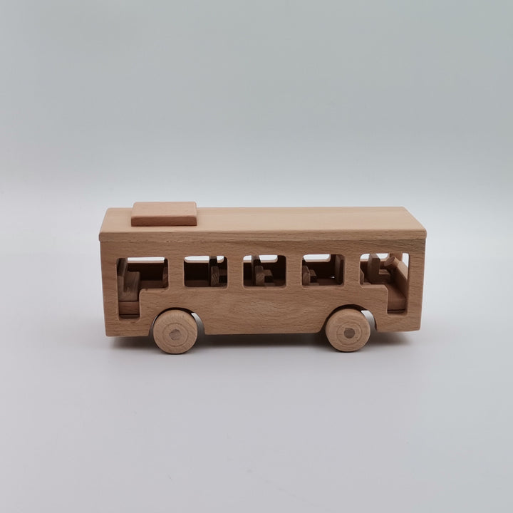 Wooden School Bus Toy|Montessori Natural Toy Gift For Kids|Toddler Push Toys|Waldorf Toys|Baby Shower Gift|Birthday Gift Toy For Toddlers