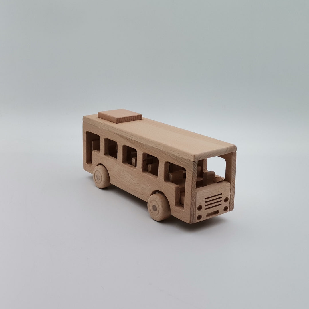 Wooden School Bus Toy|Montessori Natural Toy Gift For Kids|Toddler Push Toys|Waldorf Toys|Baby Shower Gift|Birthday Gift Toy For Toddlers