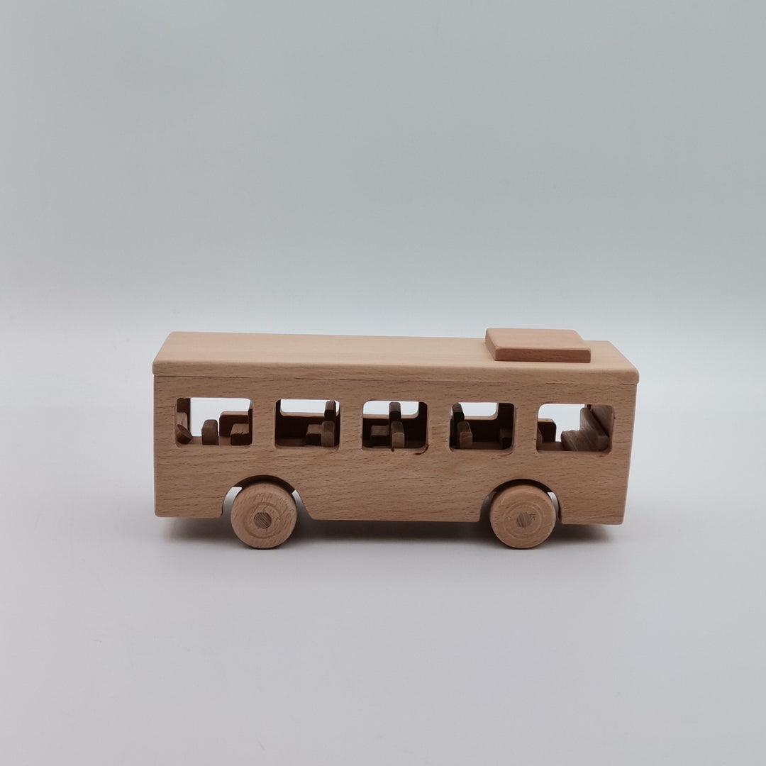 Wooden School Bus Toy|Montessori Natural Toy Gift For Kids|Toddler Push Toys|Waldorf Toys|Baby Shower Gift|Birthday Gift Toy For Toddlers