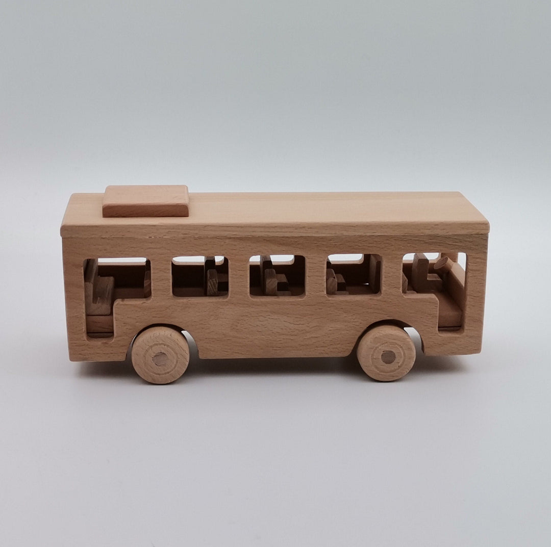 Wooden School Bus Toy|Montessori Natural Toy Gift For Kids|Toddler Push Toys|Waldorf Toys|Baby Shower Gift|Birthday Gift Toy For Toddlers