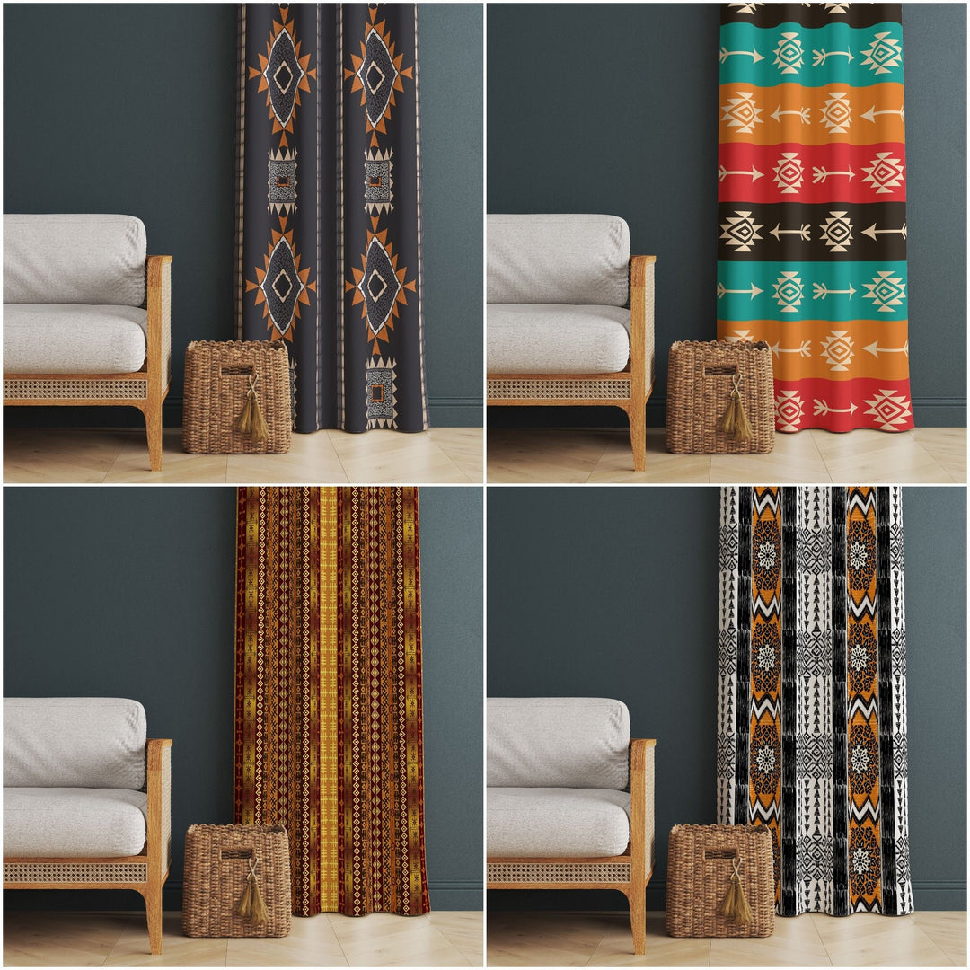 Southwestern Curtain|Thermal Insulated Rug Design Window Treatment|Ethnic Home Decor|Aztec Print Ethnic Window Decor|Living Room Curtain