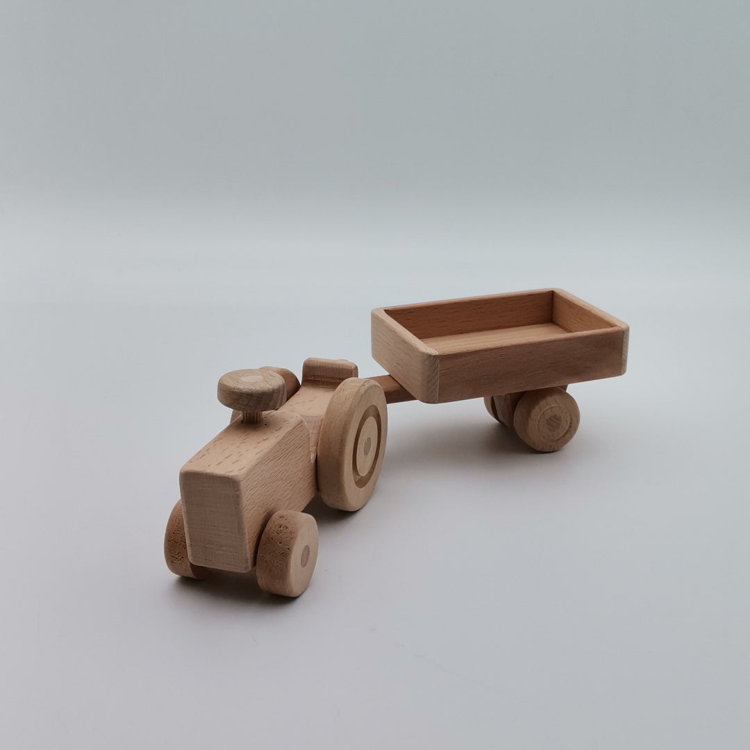 Wooden Farm Vehicle Set|Tractor Toy with Trailer|Toy For Toddlers|Push Toys|Natural Toy Gift For Kid|Waldorf Toys|Baby Shower Birthday Gift