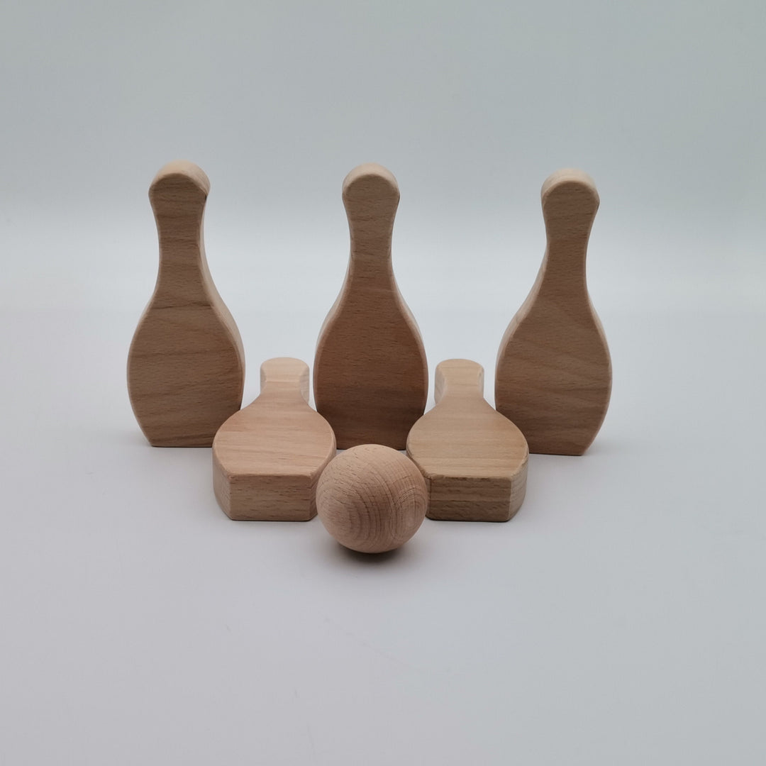 Wooden Bowling Set For Kids|Natural Wood Toy For Toddlers|Waldorf, Montessori Toy|Preschool Toy|Daycare Toy|Pretend Play|Kids Birthday Gift