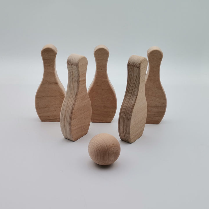 Wooden Bowling Set For Kids|Natural Wood Toy For Toddlers|Waldorf, Montessori Toy|Preschool Toy|Daycare Toy|Pretend Play|Kids Birthday Gift