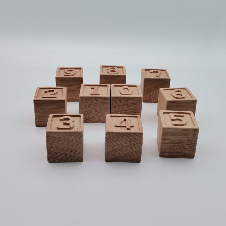 Wooden Number Blocks 0-9|Counting Blocks|Educational Number Set|Montessori Learning Toys|Eco Friendly Toys|Natural Wood Toy For Toddlers