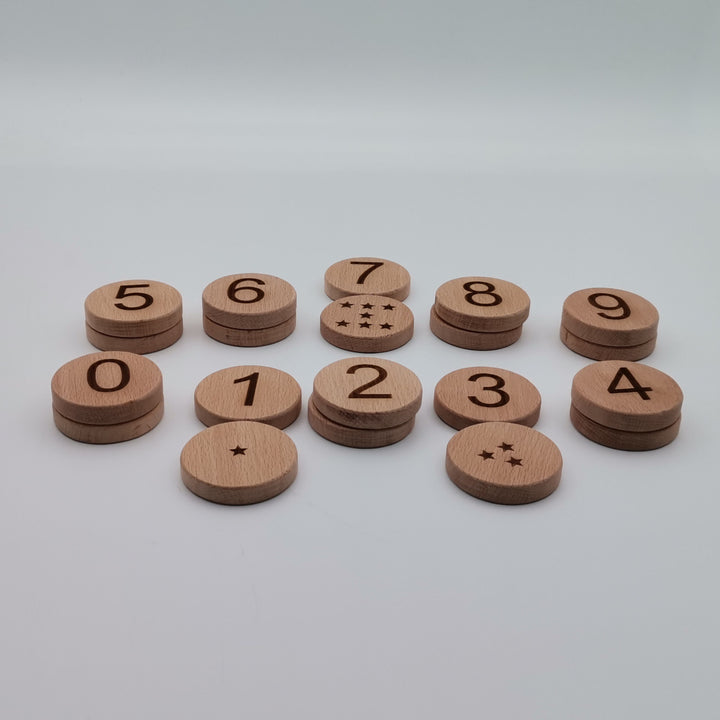 Wooden Number Discs 0-9|Learn To Counting Toy|Practice Numbers|Homeschool Educational Toy|Natural Wood Toy Gift For Kids|Waldorf Math Toy