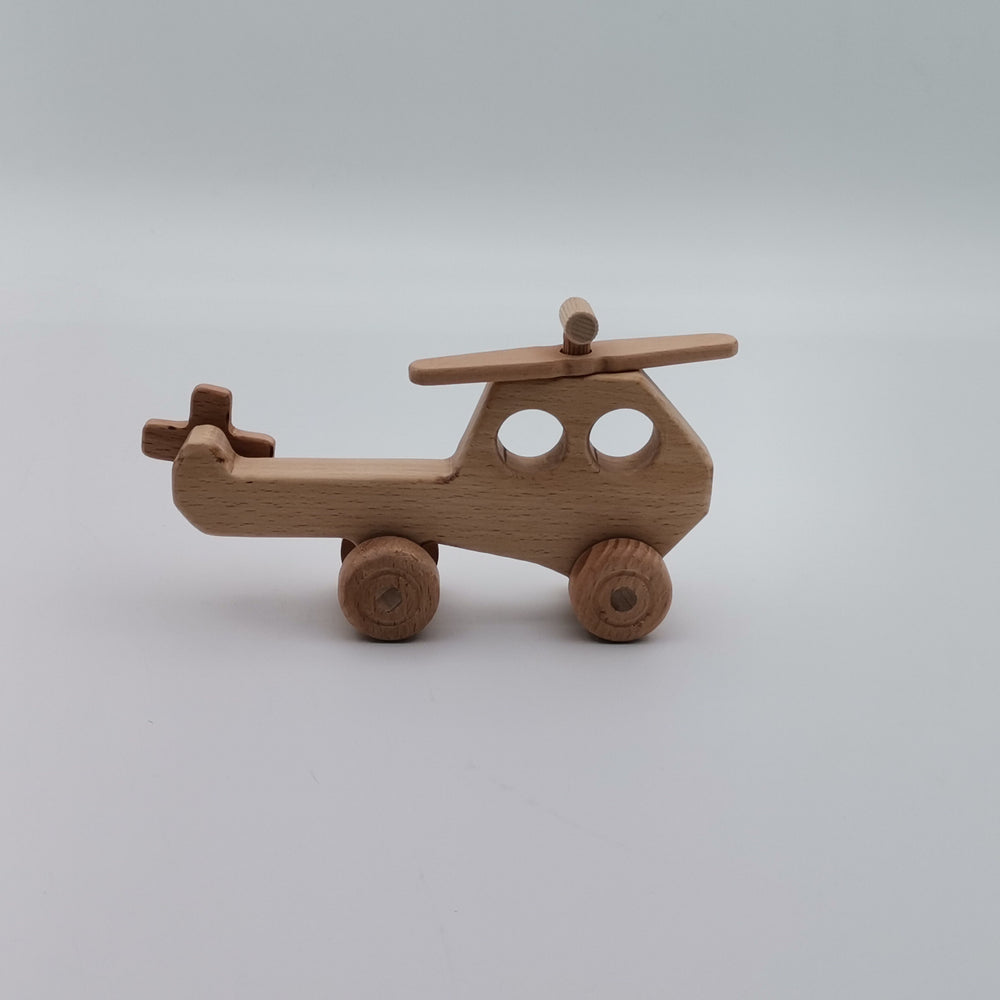 Set of 2 Wooden Helicopter and Airplane Push Toy|Wood Airplane Toy|Wood Helicopter Toy|Natural Toddler Toy Gift For Kids|Eco Friendly Toy