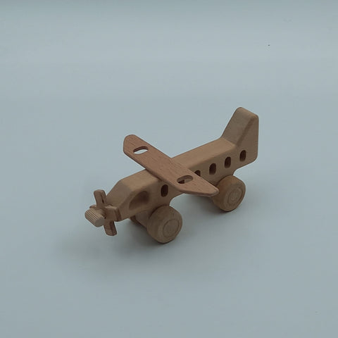 Set of 2 Wooden Helicopter and Airplane Push Toy|Wood Airplane Toy|Wood Helicopter Toy|Natural Toddler Toy Gift For Kids|Eco Friendly Toy