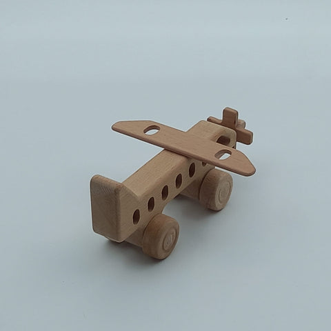 Set of 2 Wooden Helicopter and Airplane Push Toy|Wood Airplane Toy|Wood Helicopter Toy|Natural Toddler Toy Gift For Kids|Eco Friendly Toy