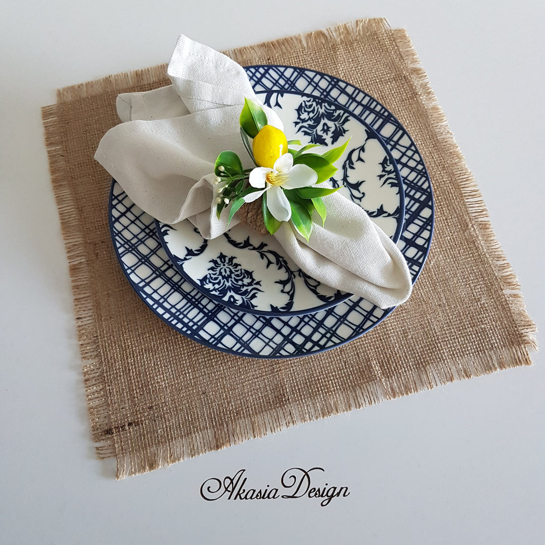 Faux Lemon Napkin Holder|Floral Lemon Napkin Ring|Farmhouse Table Decor|Summer Wedding Table decor|Table Centerpiece|Rustic Kitchen Decor