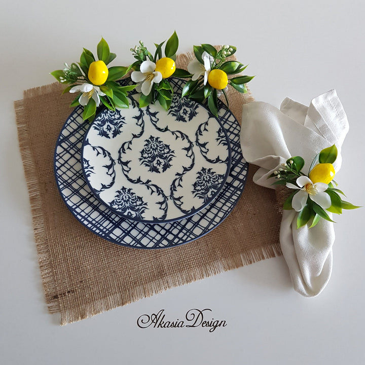 Faux Lemon Napkin Holder|Floral Lemon Napkin Ring|Farmhouse Table Decor|Summer Wedding Table decor|Table Centerpiece|Rustic Kitchen Decor