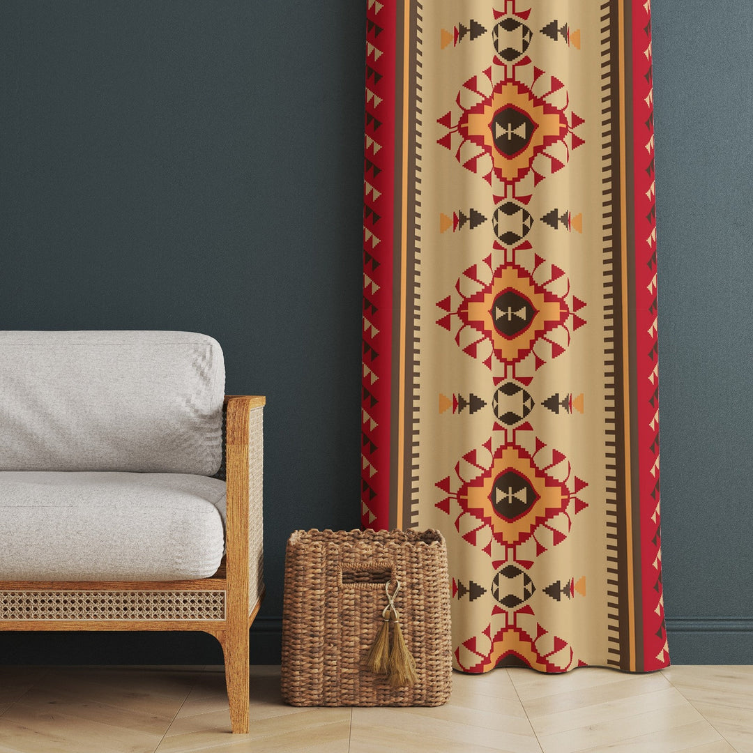 Southwestern Curtain|Thermal Insulated Rug Design Window Treatment|Geometric Home Decor|Aztec Print Ethnic Window Decor|Living Room Curtain