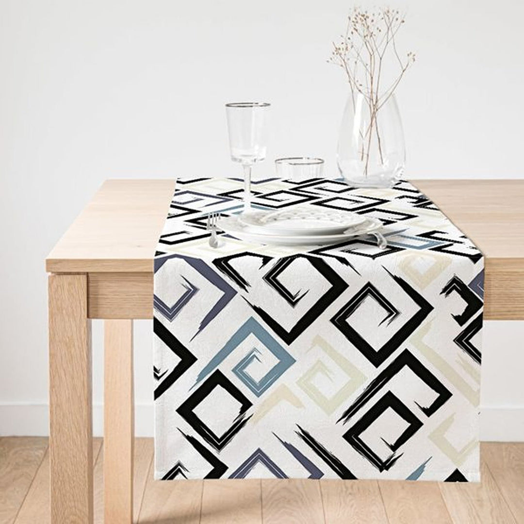 Labyrinth Table Runner|Decorative Table Runner|Abstract Geometric Pattern Suede Runner|High Quality Table Decor|Modern Style Table Runner