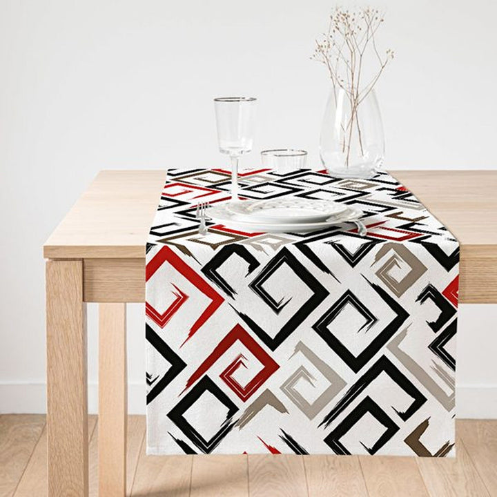 Labyrinth Table Runner|Decorative Table Runner|Abstract Geometric Pattern Suede Runner|High Quality Table Decor|Modern Style Table Runner