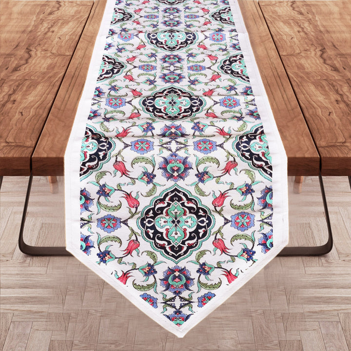 Turkish Tulip Tile Pattern Tapestry Fabric Runner