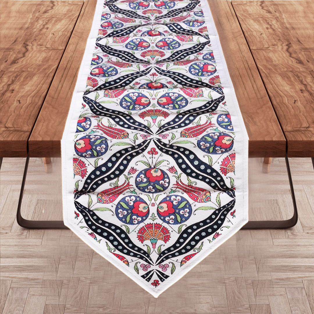 Turkish Tulip Tile Pattern Tapestry Fabric Runner