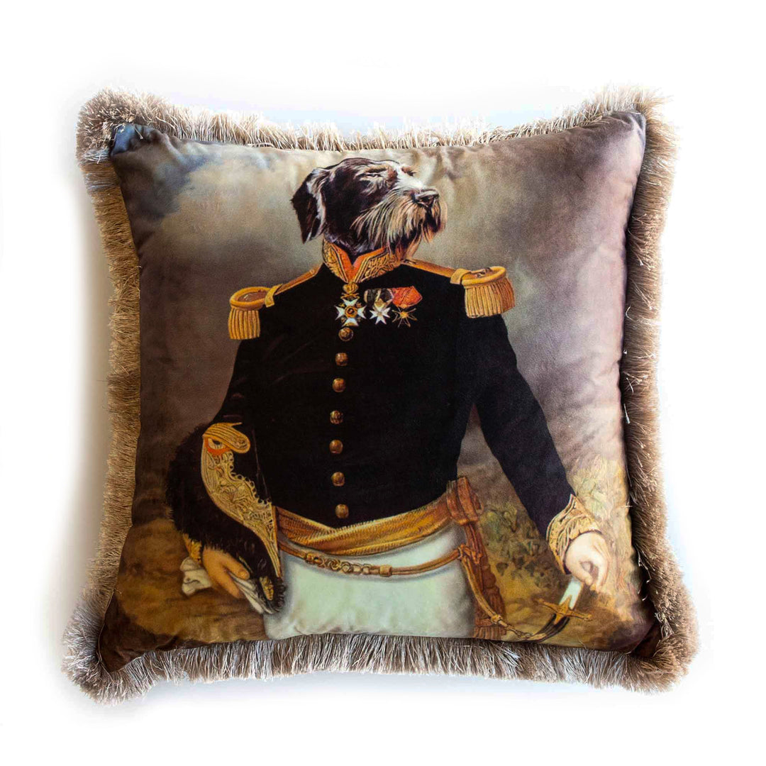 Royal Dog Pillow Cover|Frilly Funny Dog Cushion Case|Pet Costume Pillowcase|Decorative Animal Throw Pillow Cover|Pet Portrait Cushion Case