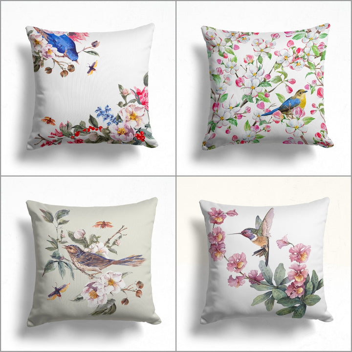 Floral Bird Pillow Case|Bird and Flower Print Pillowcase|Decorative Floral Cushion Cover|Housewarming Decor|Farmhouse Porch Cushion Case