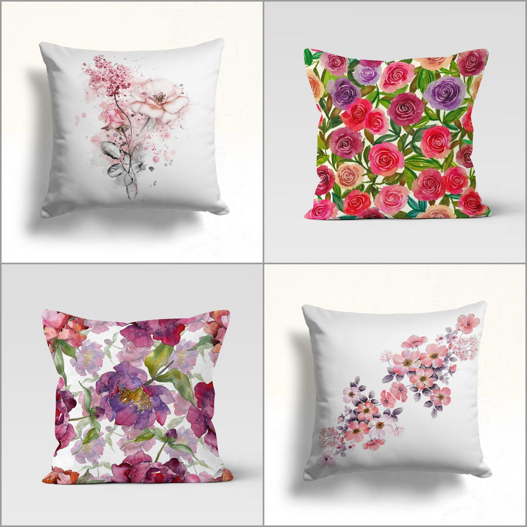 Floral Pillow Cover|Colorful Flowers Cushion Case|Floral Throw Pillowtop|Summer Trend Home Decor|Housewarming Gift Idea|Outdoor Pillow Cover