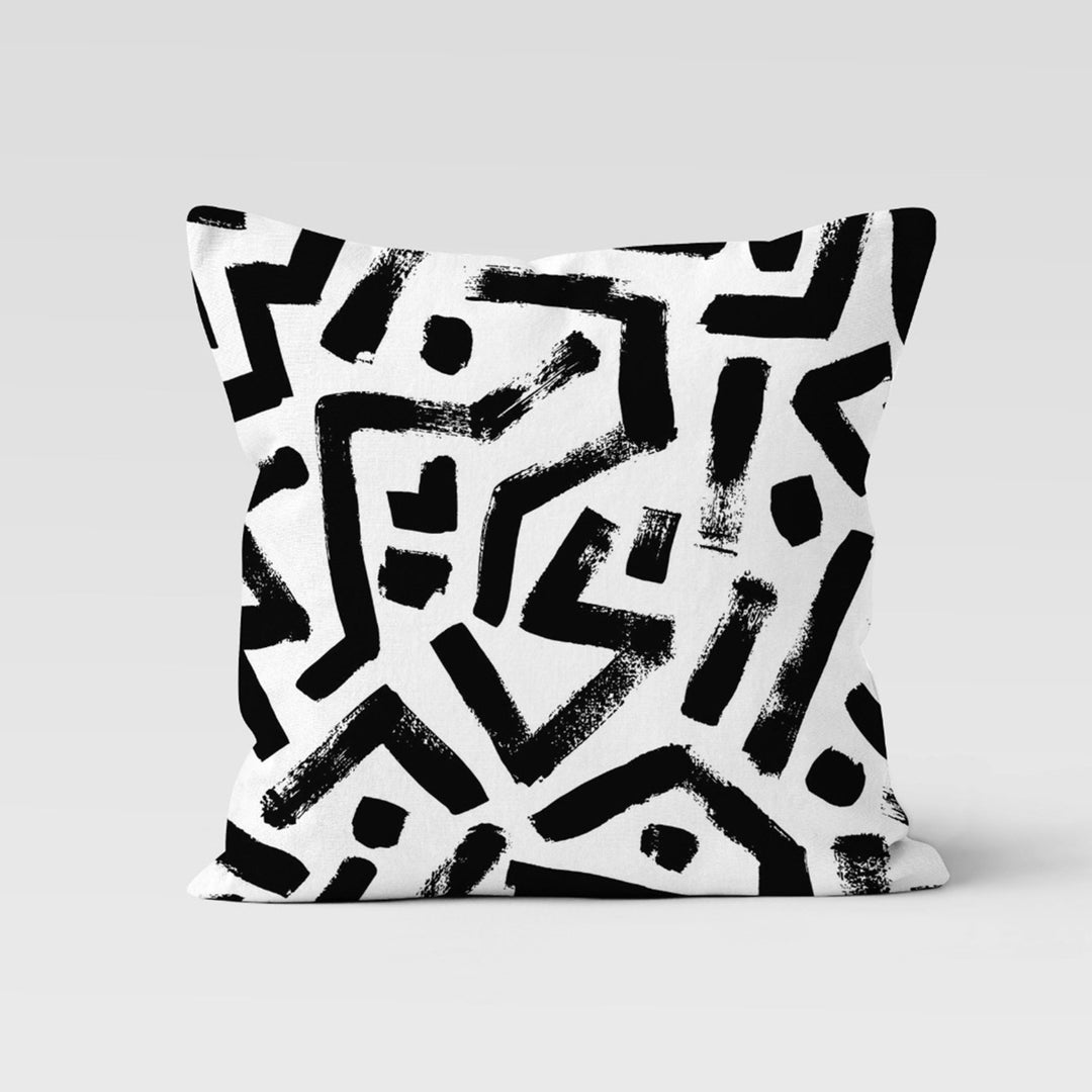 Abstract Geometric Pillow Cover|Black White Abstract Cushion Case|Decorative Pillow Top|Boho Bedding Decor|Contemporary Throw Pillowcase