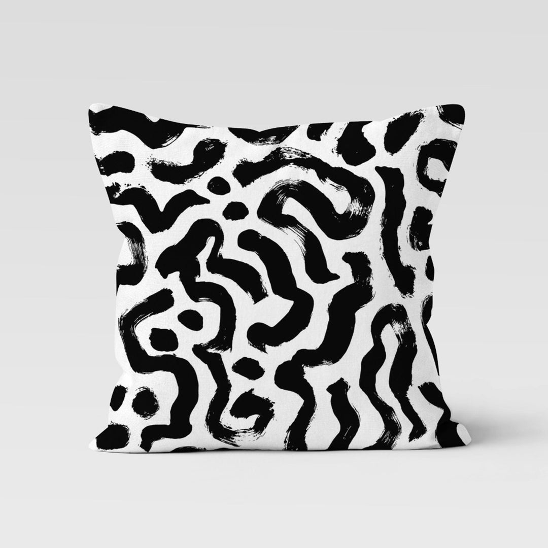 Abstract Geometric Pillow Cover|Black White Abstract Cushion Case|Decorative Pillow Top|Boho Bedding Decor|Contemporary Throw Pillowcase